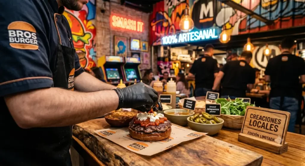 preparación hamburguesa bros burger